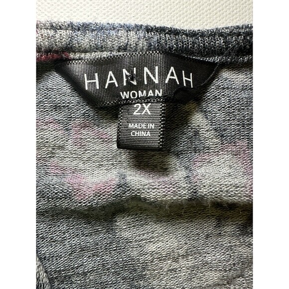 Hannah Woman‎ Boho Floral Sheer Embroidered Long Sleeve Blue Top 2X - Picture 7 of 10